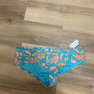 Time and Tru Blue and Orange Floral Bikini Bottoms